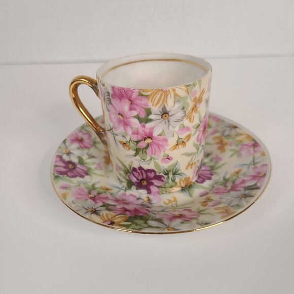 Vintage Royal Crown Porcelain Floral Demitasse Cup & Saucer - Picture 2 of 5